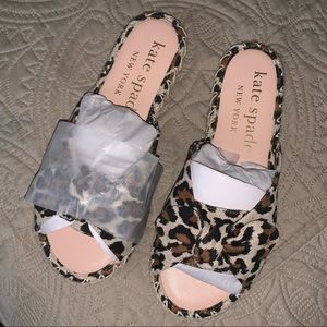 NWT Kate spade saltie leopard bow espadrille sandals 7.5